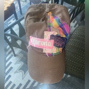 Corona Brown Cap with Colorful Patchwork Fabric - only worn once